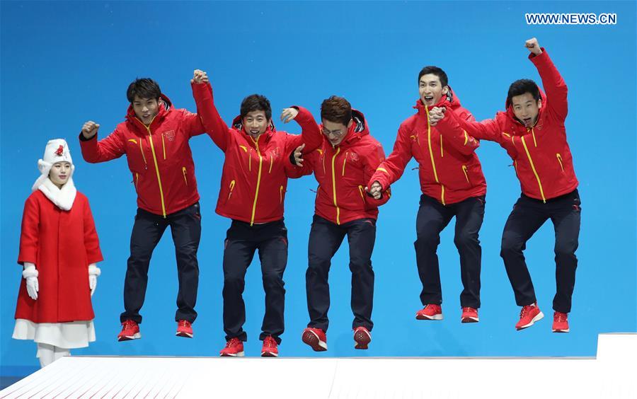 (SP)OLY-SOUTH KOREA-PYEONGCHANG-SHORT TRACK-MEN'S 5000M RELAY-MEDAL CEREMONY