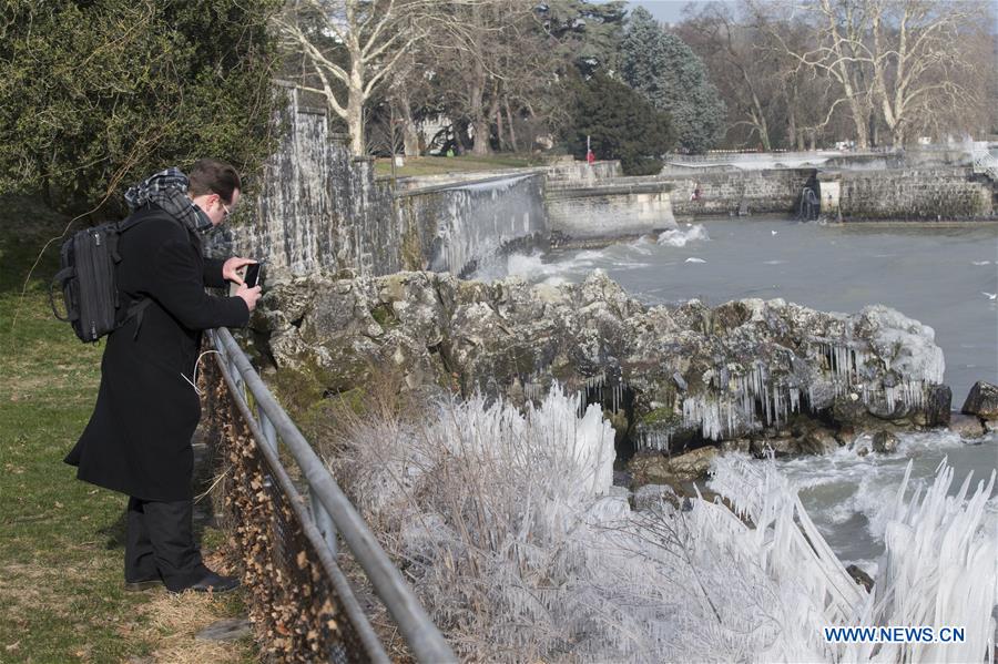 SWITZERLAND-GENEVA-LAKE LEMAN-ICICLES