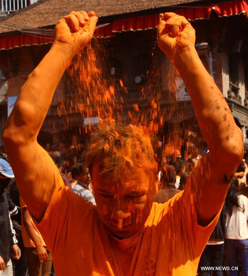 NEPAL-BHAKTAPUR-SINDOOR JATRA FESTIVAL