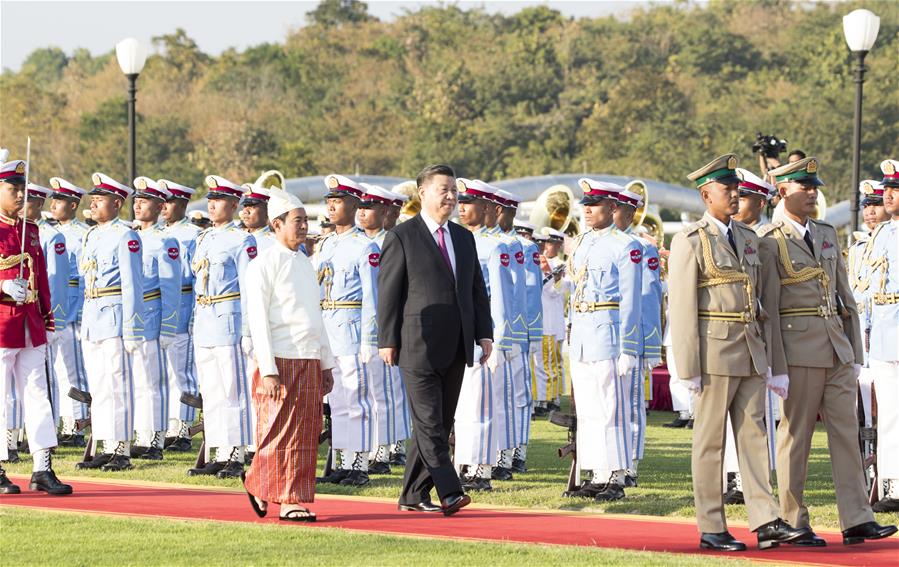 MYANMAR-NAY PYI TAW-CHINA-XI JINPING-PRESIDENT-WELCOME CEREMONY 