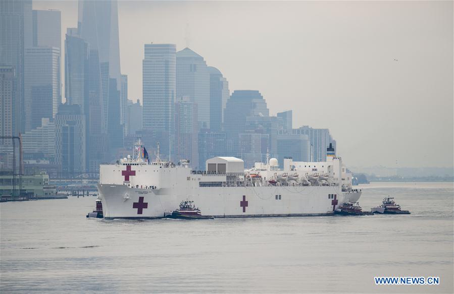 U.S.-NEW YORK-COVID-19-USNS COMFORT-ARRIVAL