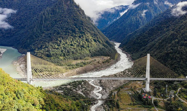 View of Polonggou grand bridge in SW China's Tibet