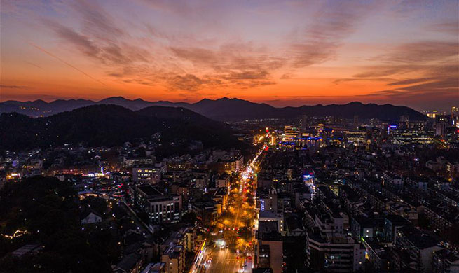 In pics: sunset glow above Hangzhou